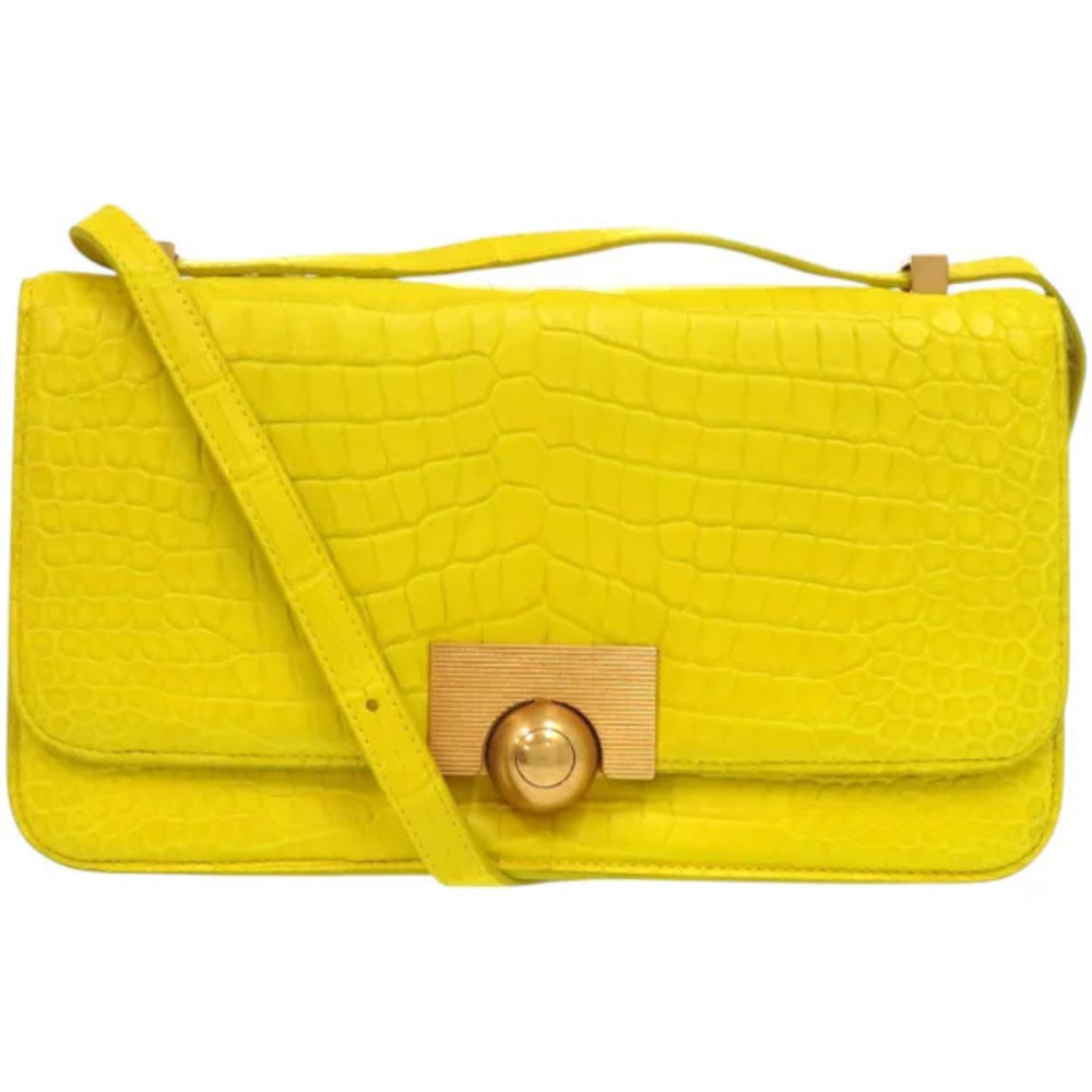 Bottega Veneta The Matte Crocodile Yellow Shoulder Bag Bottega Veneta